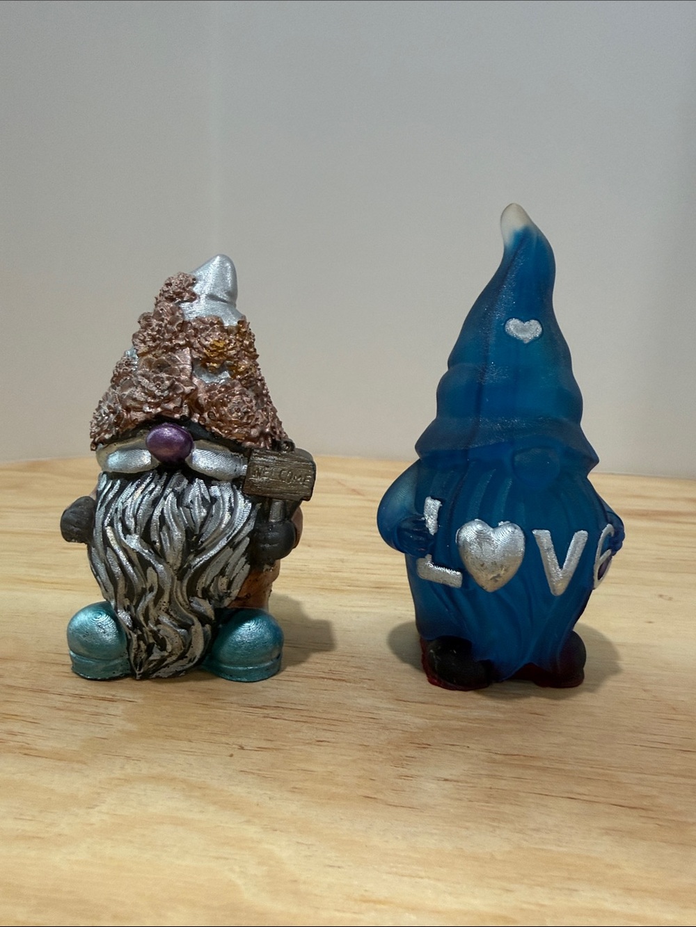 Handcrafted Blue 'Love' Garden Gnome Figurine